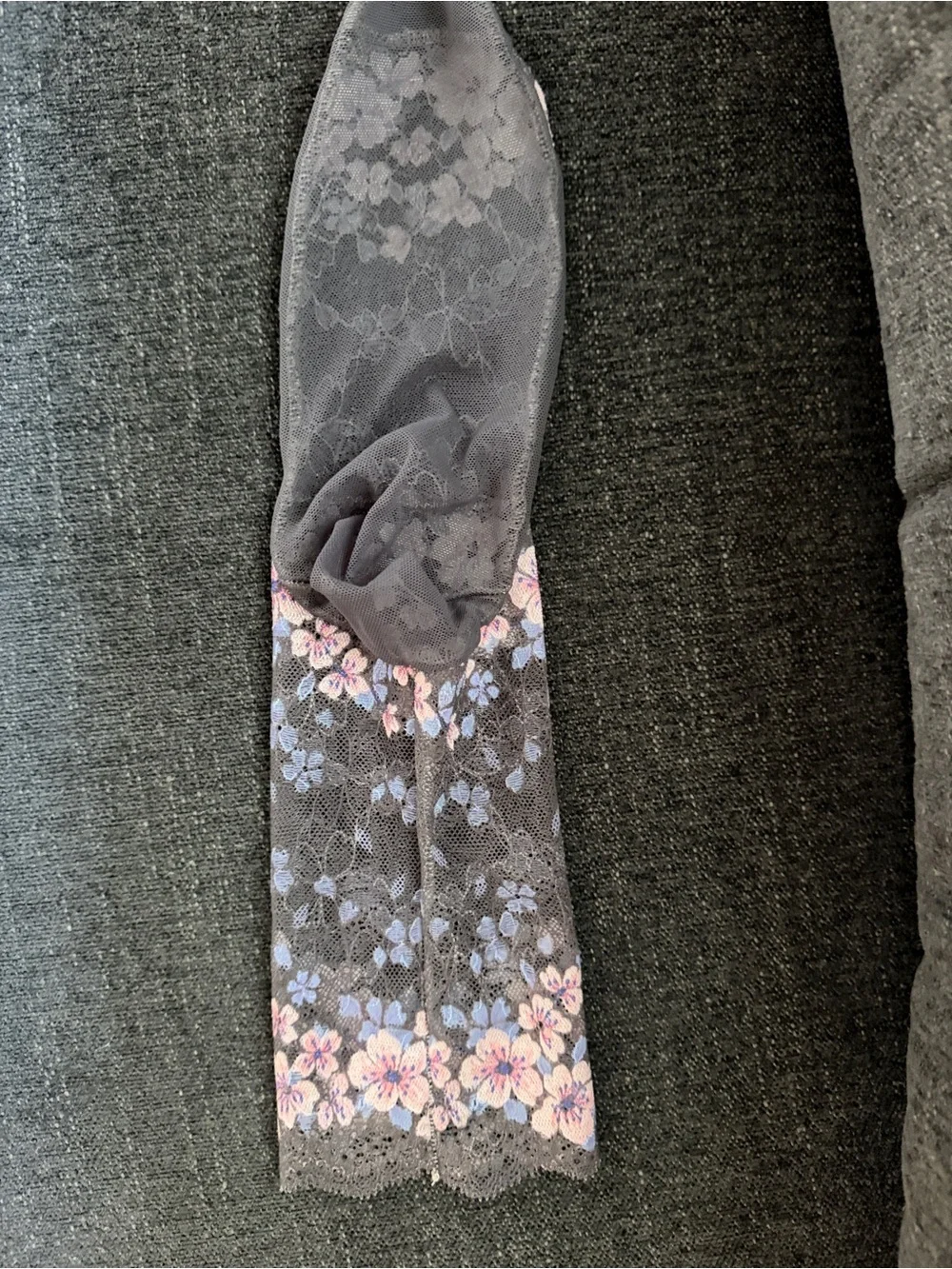 Sheer Cherry Blossom Lace Socks, Charcoal Floral Sakura Mesh, Fits W 8-9.5, NWOT